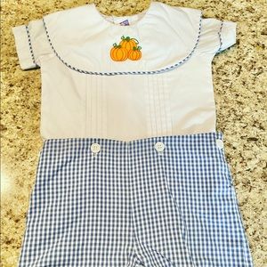 EUC posh pickle boys button on outfit size 24 months